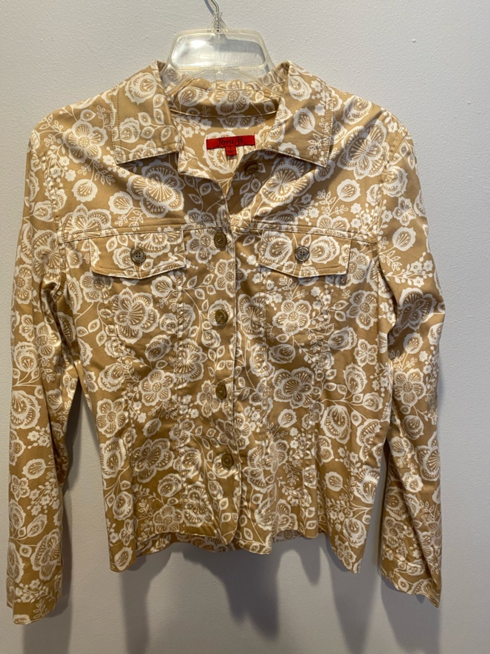 Women's Floral Button-Up Jacket - Beige & White